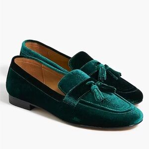 J. Crew Women's Green Velvet Loafers